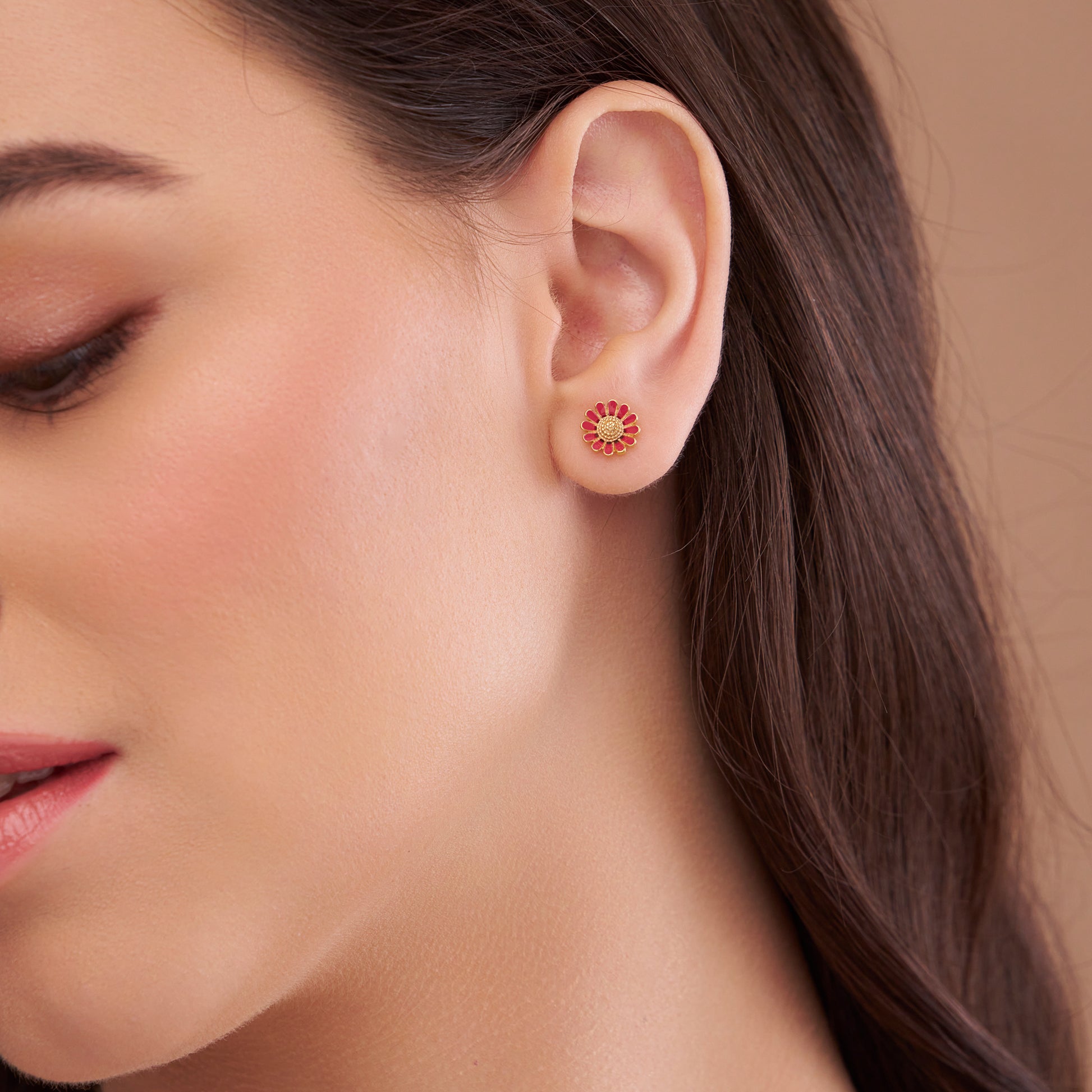 Soft Floral Enamel Stud Earring - KYMEE