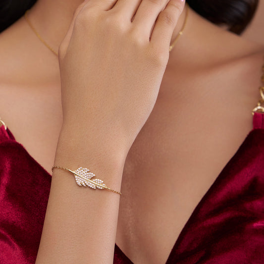Graceful Leaf Diamond Bracelet - KYMEE