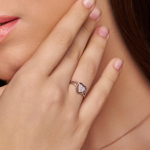 Heart Pave-Set Diamond Ring - KYMEE