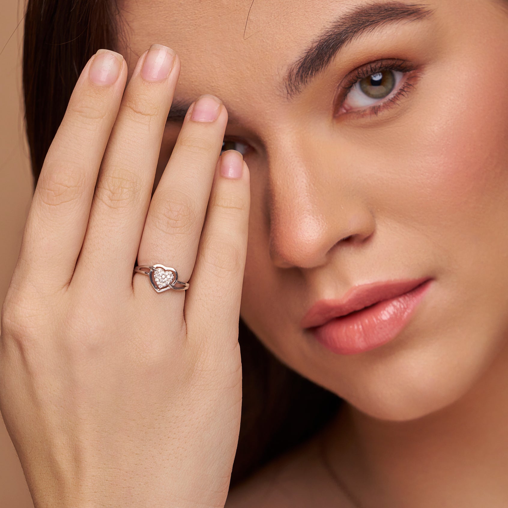 Heart Pave-Set Diamond Ring