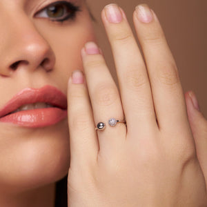 Fancy Diamond Ball Open Ring - KYMEE