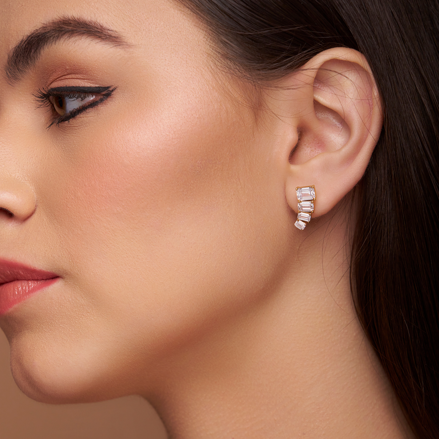 Emerald Cut Diamond Earring - KYMEE