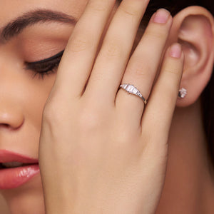 Baguette Diamond Silver Band - KYMEE