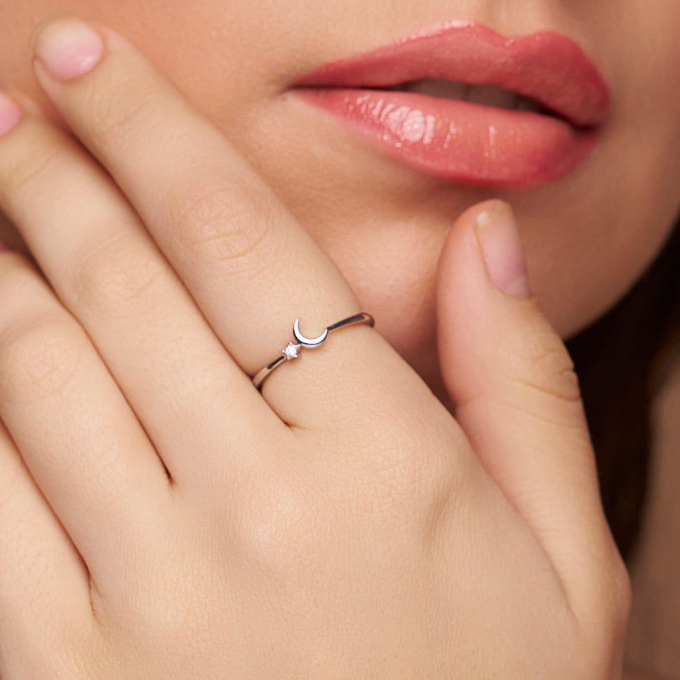 Moon and Star Sparkle Ring - KYMEE