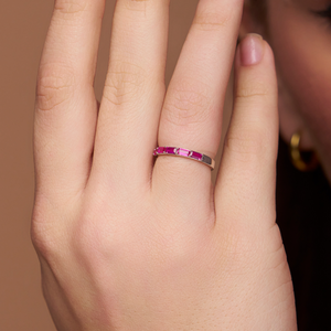 Minimalist Ruby Baguette Ring - KYMEE