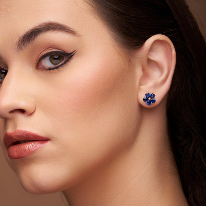 Pear Diamond Flower Earring