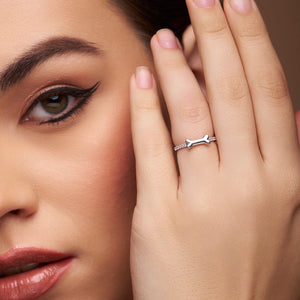 Dog Bone Style Accent Diamond Ring - KYMEE