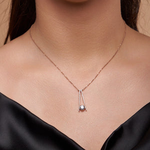 Silver Necklace with Brilliant Center Stone - KYMEE