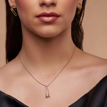 Silver Necklace with Brilliant Center Stone