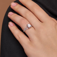 Sophisticated Emerald Halo Ring - KYMEE