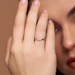 Wave Shape Diamond Ring - KYMEE