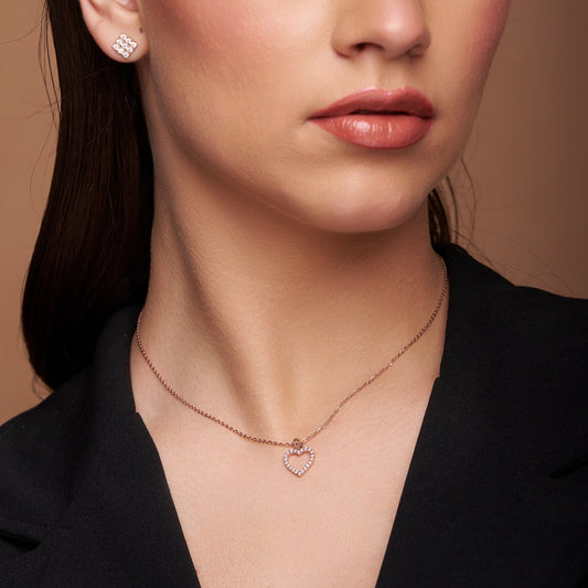 Diamond Setting Heart Pendant - KYMEE