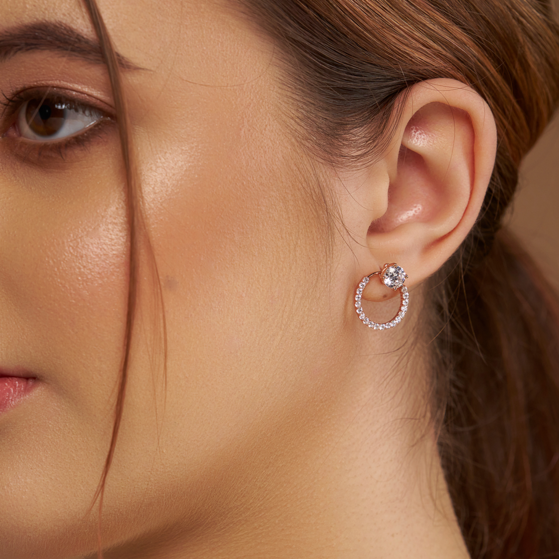 Circular Halo Diamond Earring