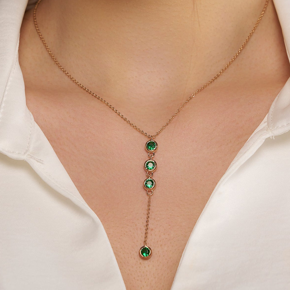 Green Diamond Drop Necklace - KYMEE