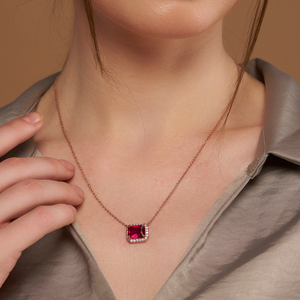 Ruby Glow Silver Pendant - KYMEE