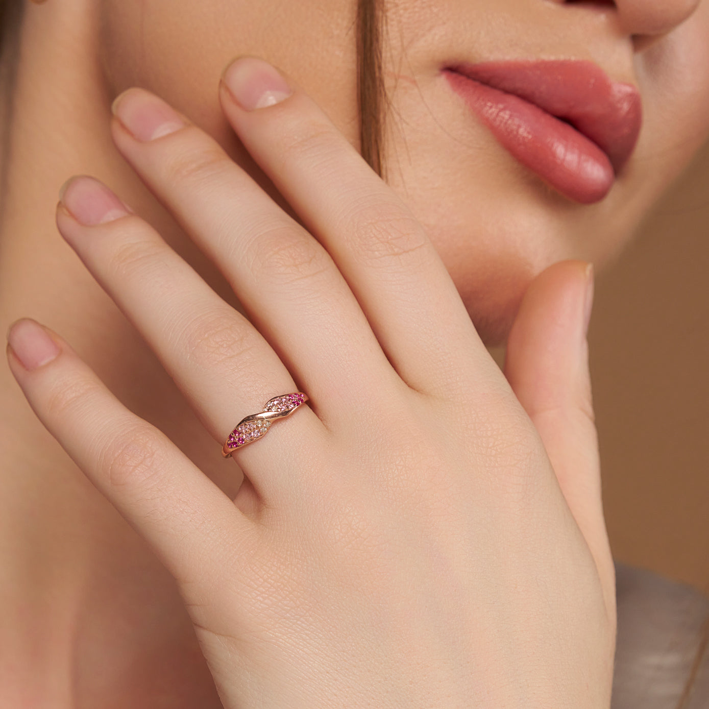 Pink Heart Charm Necklace & Ring Combo