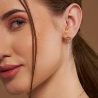 Chain Drop Earring with Circular Stud - KYMEE