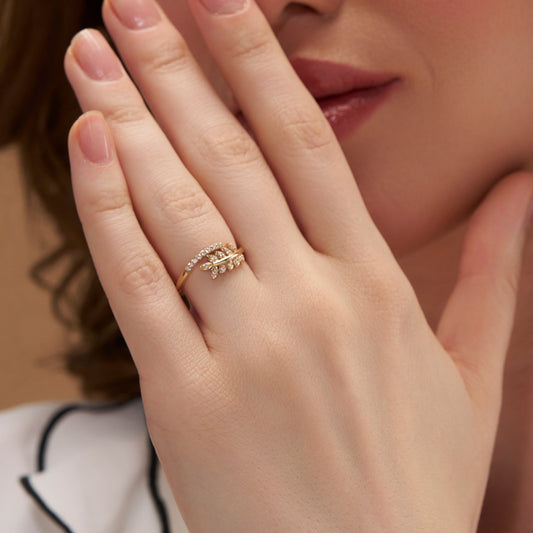 Leaf-Inspired Diamond Ring - KYMEE