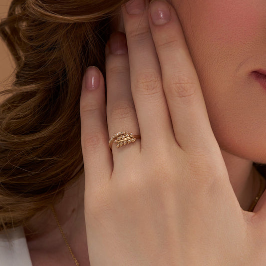Leaf-Inspired Diamond Ring - KYMEE