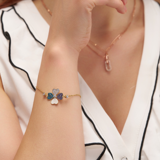 Colorful Clover Silver Bracelet - KYMEE
