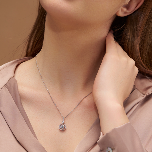 Fancy Diamond Halo Pendant - KYMEE