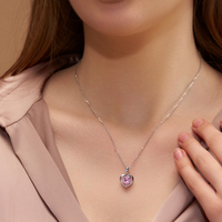 Pink Heart Diamond Necklace - KYMEE