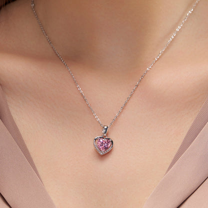 Pink Aura Silver Heart Pendant