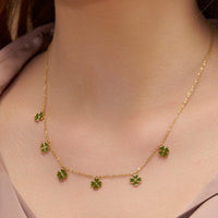 Green Enamel Clover Necklace - KYMEE