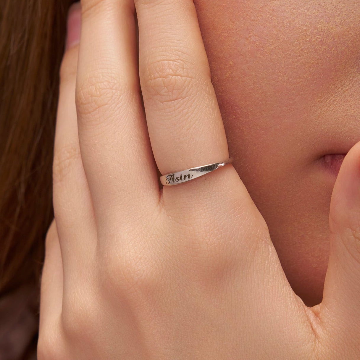 Sleek Silver Personalised Name Ring - KYMEE