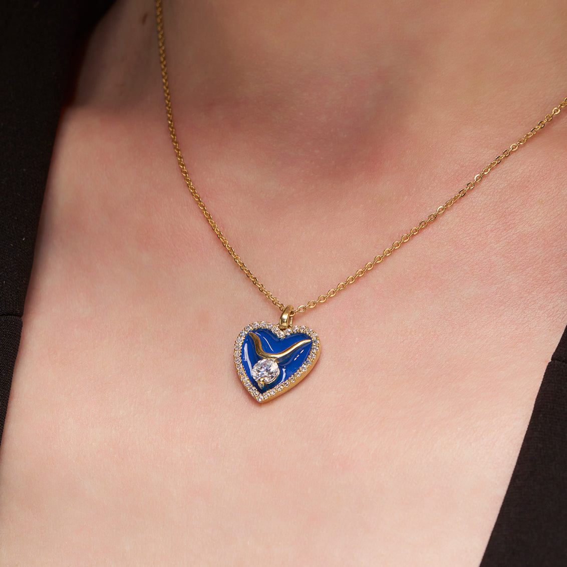 Stylish Enamel Heart Pendant - KYMEE