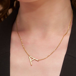 Silver A Letter Necklace - KYMEE