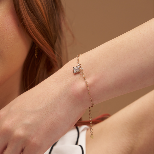 Diamond Clover Charm Bracelet - KYMEE