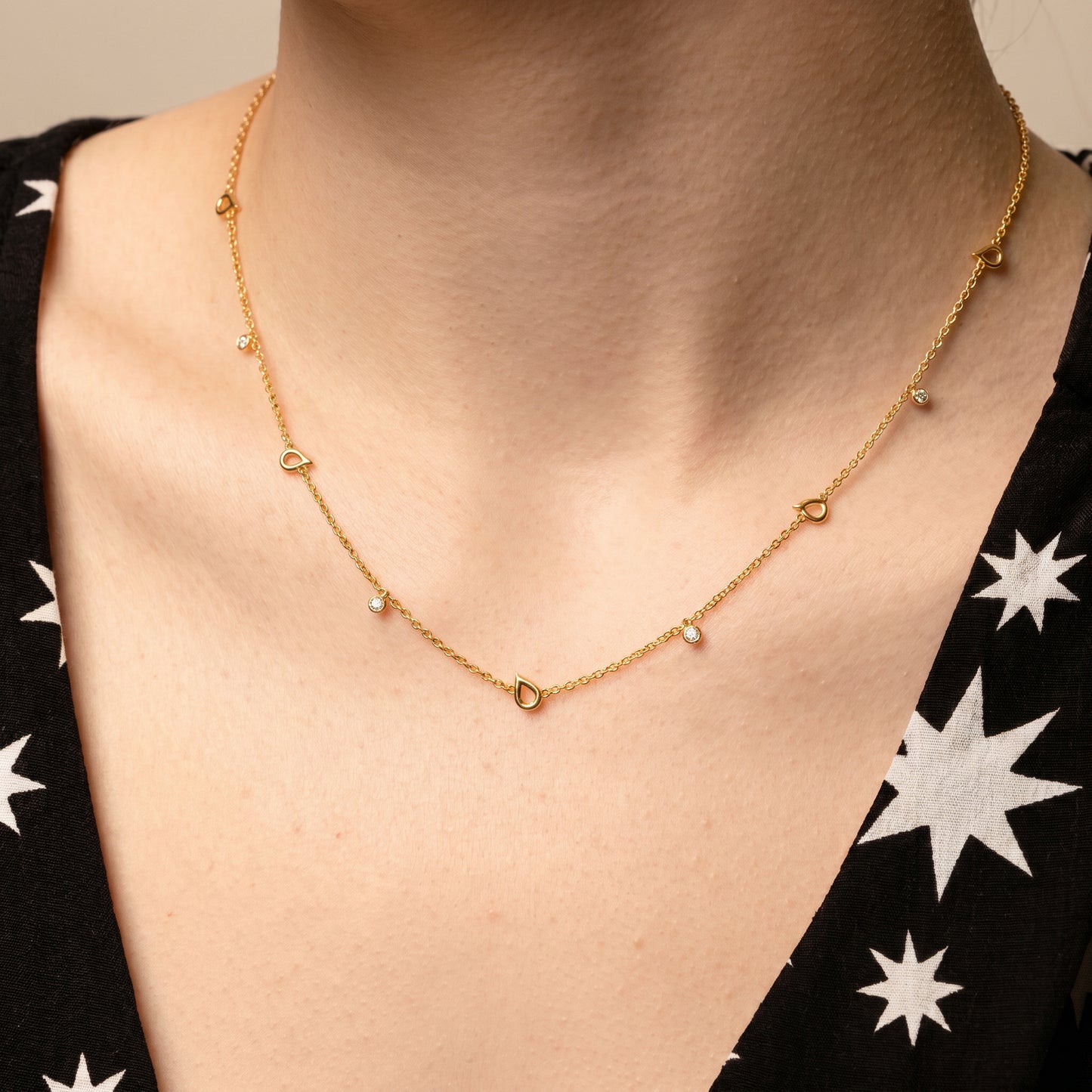 Teardrop Charm Station Necklace