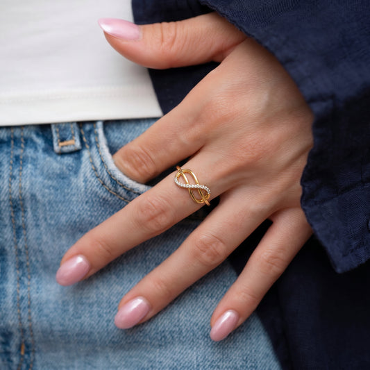 Entwined Double Infinity Ring