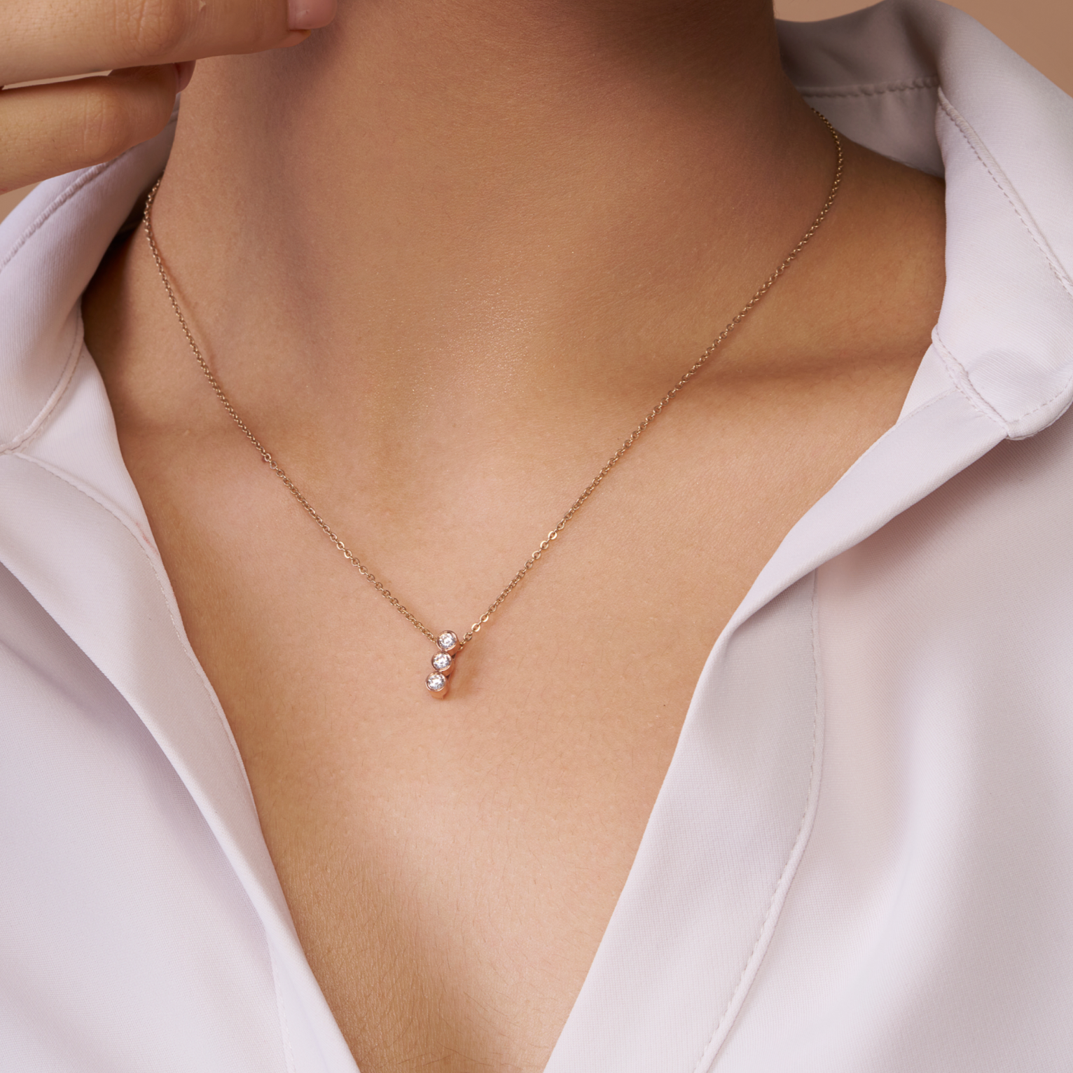 Three-Stone Silver Necklace - KYMEE