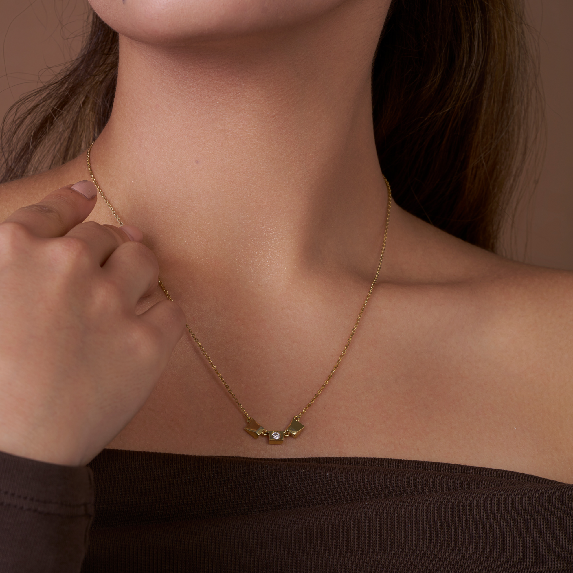 Modern Square Pendant Necklace