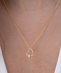 Tilted Open Heart Slider Bead Pendant Necklace