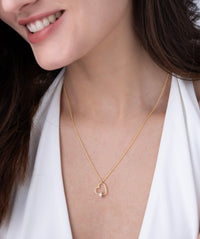 Tilted Open Heart Slider Bead Pendant Necklace