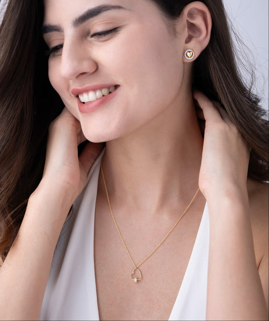 Open Heart Sliding Stone Necklace