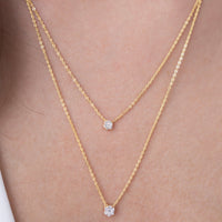 Twin Cluster Solitaire Layered Necklace Set