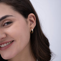 Pave Square Slider Huggie Hoops