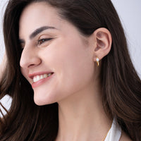 Pave Square Slider Huggie Hoops