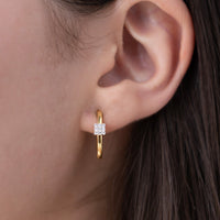 Pave Square Slider Huggie Hoops