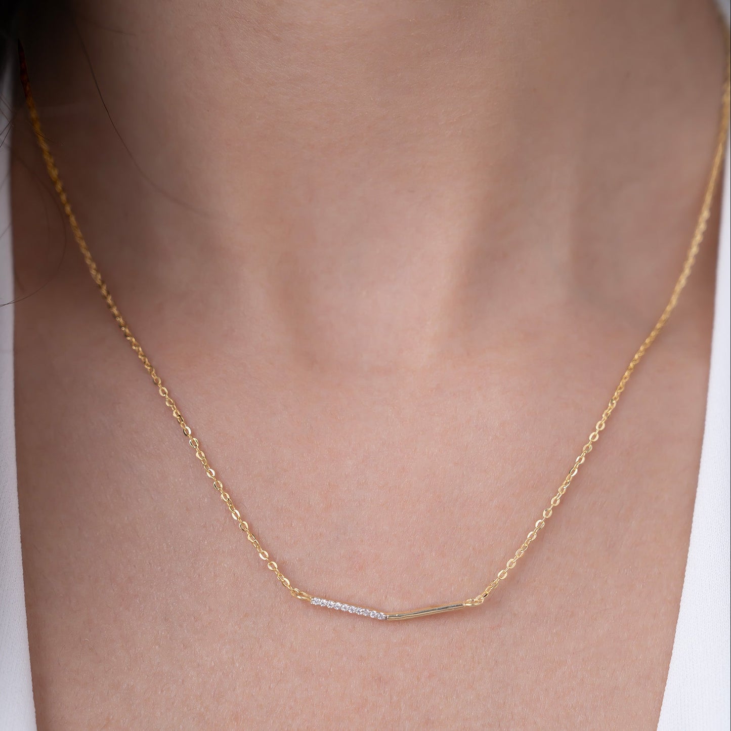 Diamond Bar Pendant Necklace