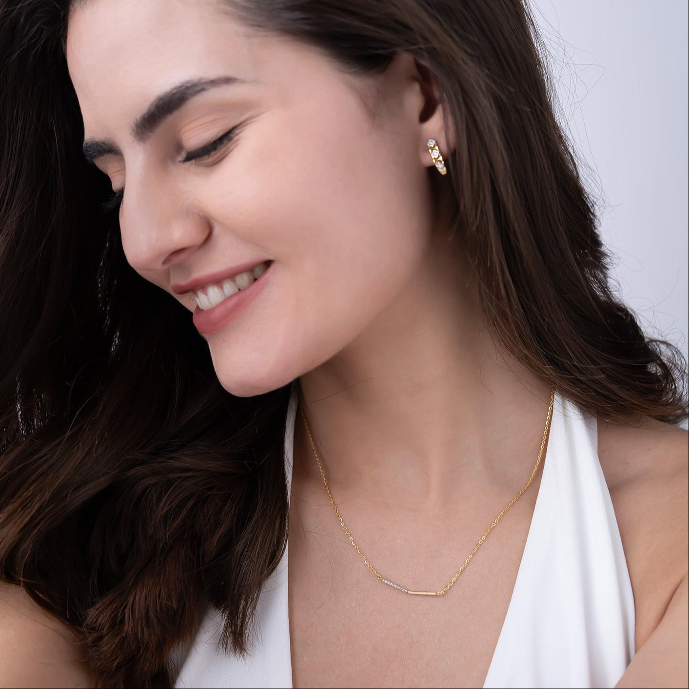 Diamond Bar Pendant Necklace