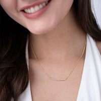 Half-Pavé Angled Bar Necklace