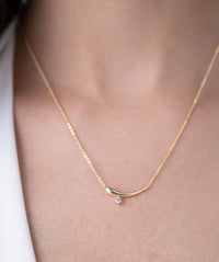 Curved Comet Bar Pendant Necklace