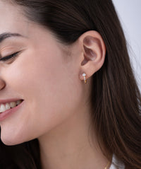 Floral Cluster Huggie Hoop Earrings