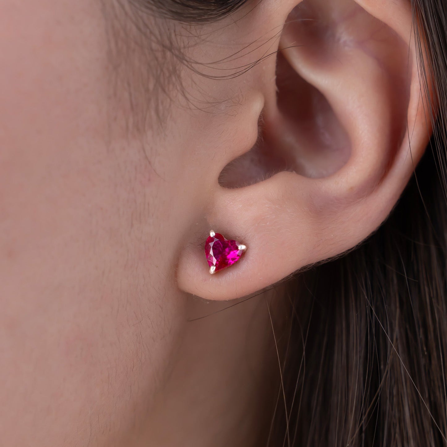 18K Gold Vermeil Heart Diamond Studs