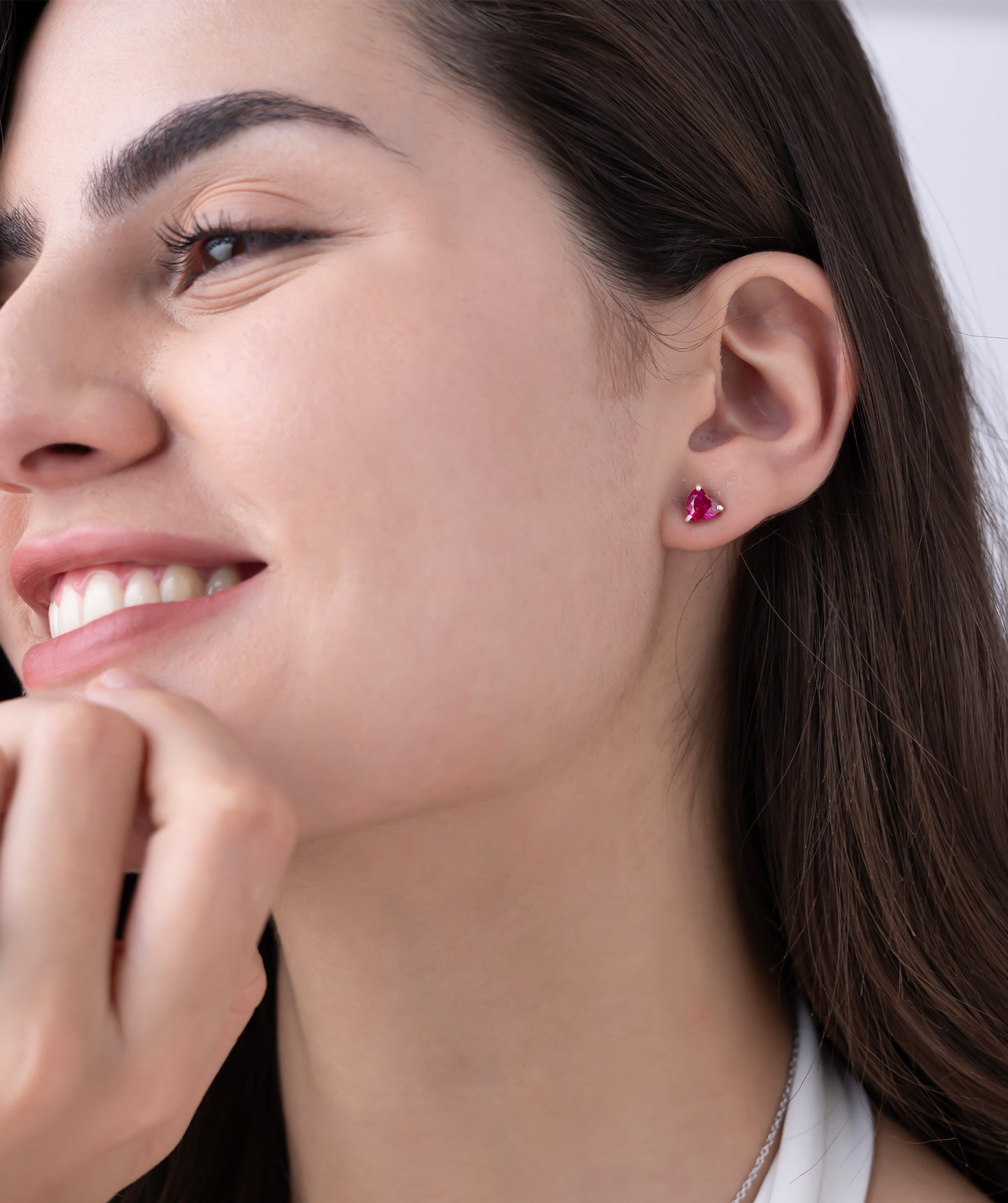 18K Gold Vermeil Heart Diamond Studs